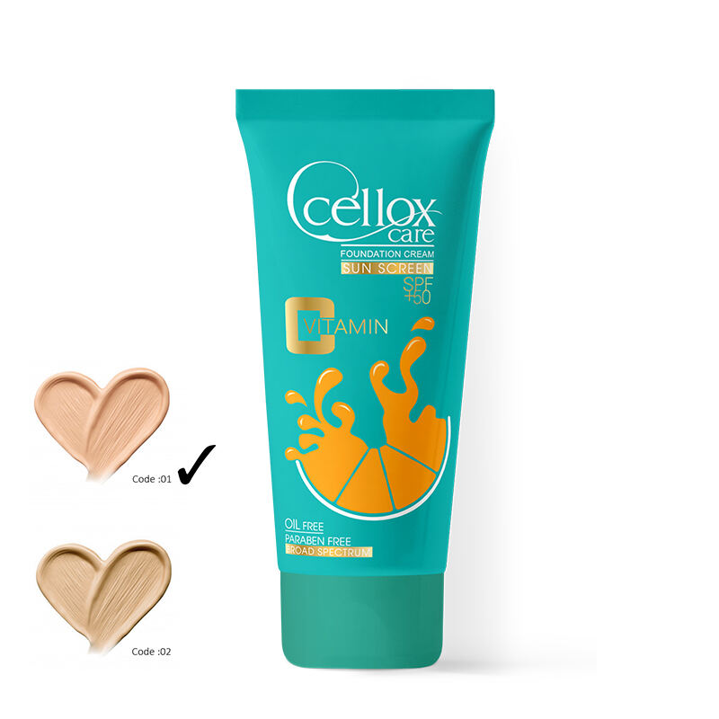 کرم ضدآفتاب رنگی | SPF 50 | فاقد چربی | حاوی ویتامین C | رنگ هلویی | کد 01 |تیوپ| 40 میل
